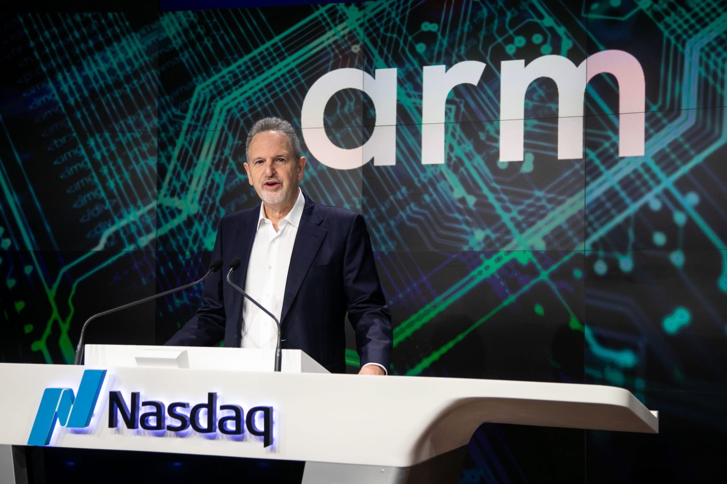 Arm Holdings plc CEO Rene Haas at the Nasdaq.