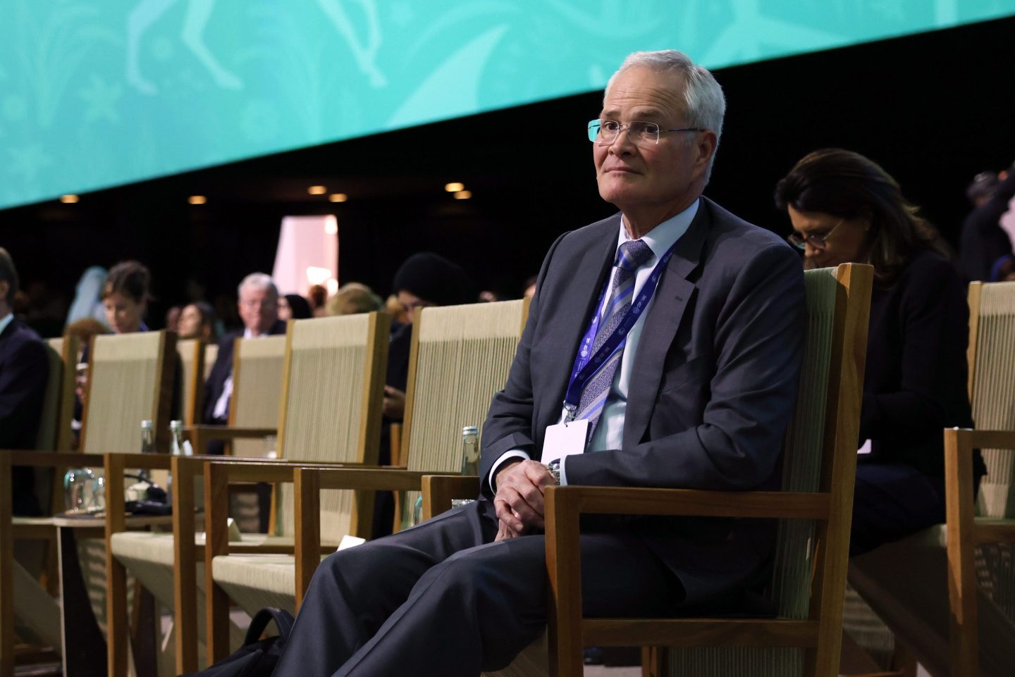 Darren Woods, the chairman and CEO of Exxon Mobil Corp. attends the COP 28 climate conference in Dubai in December.