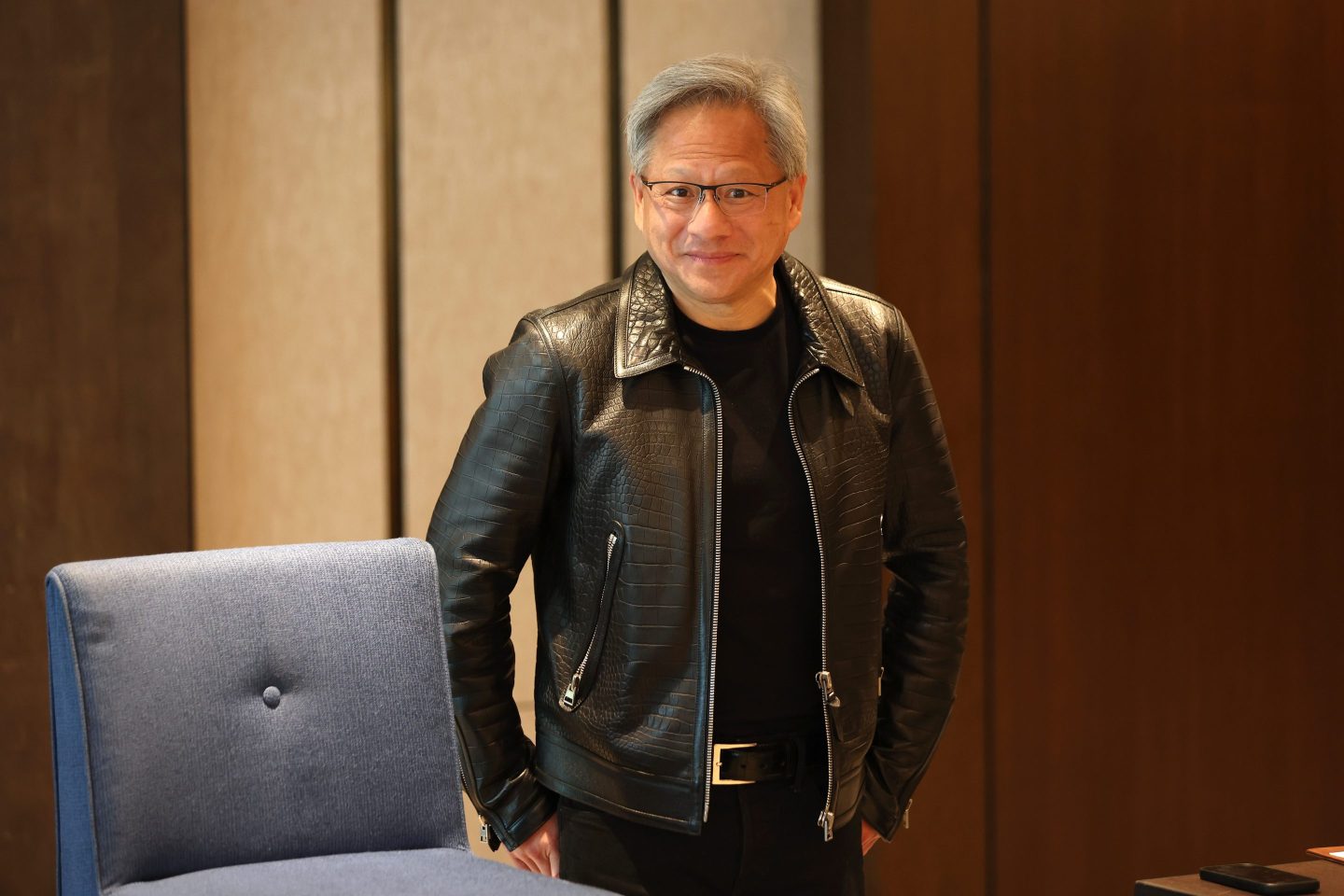 Jensen Huang, cofounder and CEO of Nvidia, speaks at a roundtable in Singapore, December 2023.