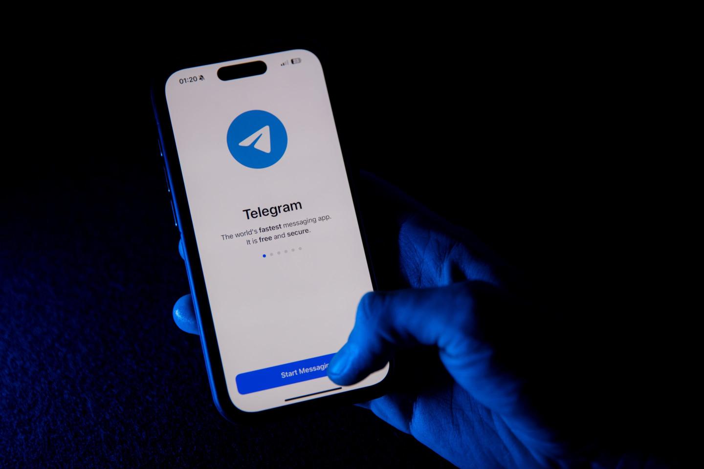 In this photo illustration, Telegram app login page is being displayed on a mobile phone