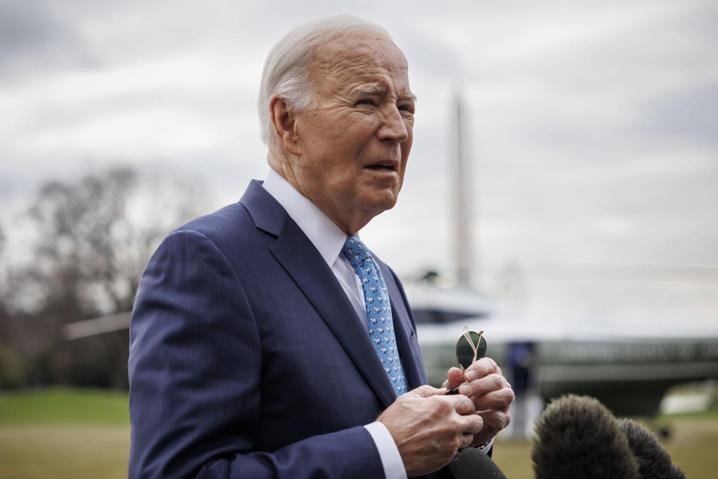 US President Joe Biden speaks to members of the media