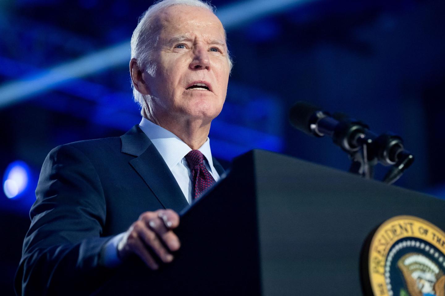 US President Joe Biden speaks during a campaign rally at Pearson Community Center in Las Vegas, Nevada, on February 4, 2024.
