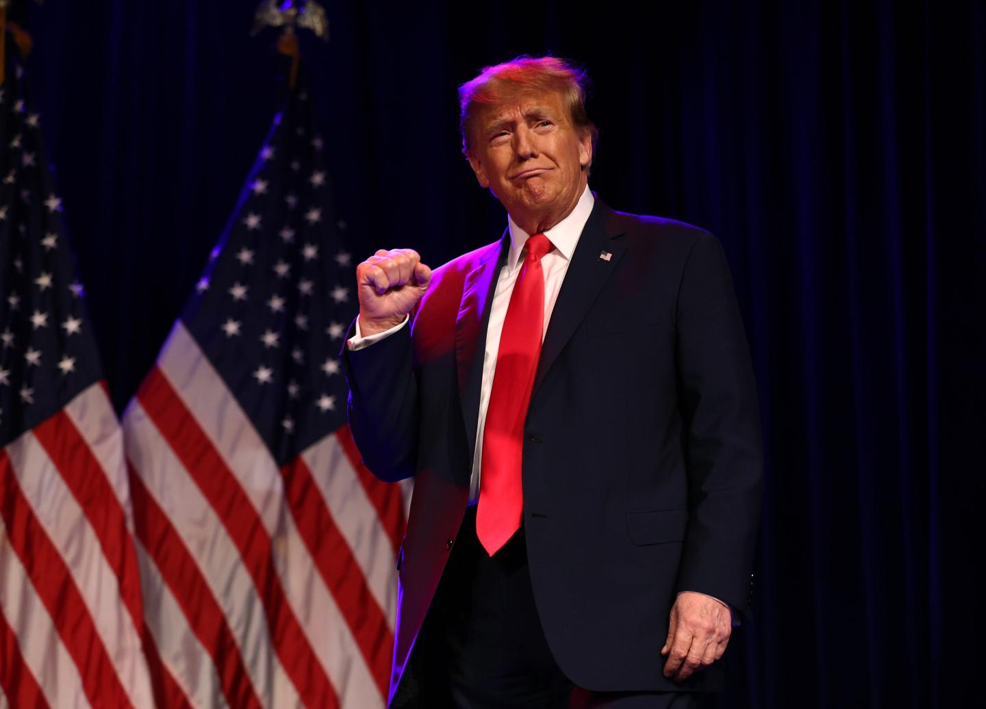 Donald Trump at caucus night watch party