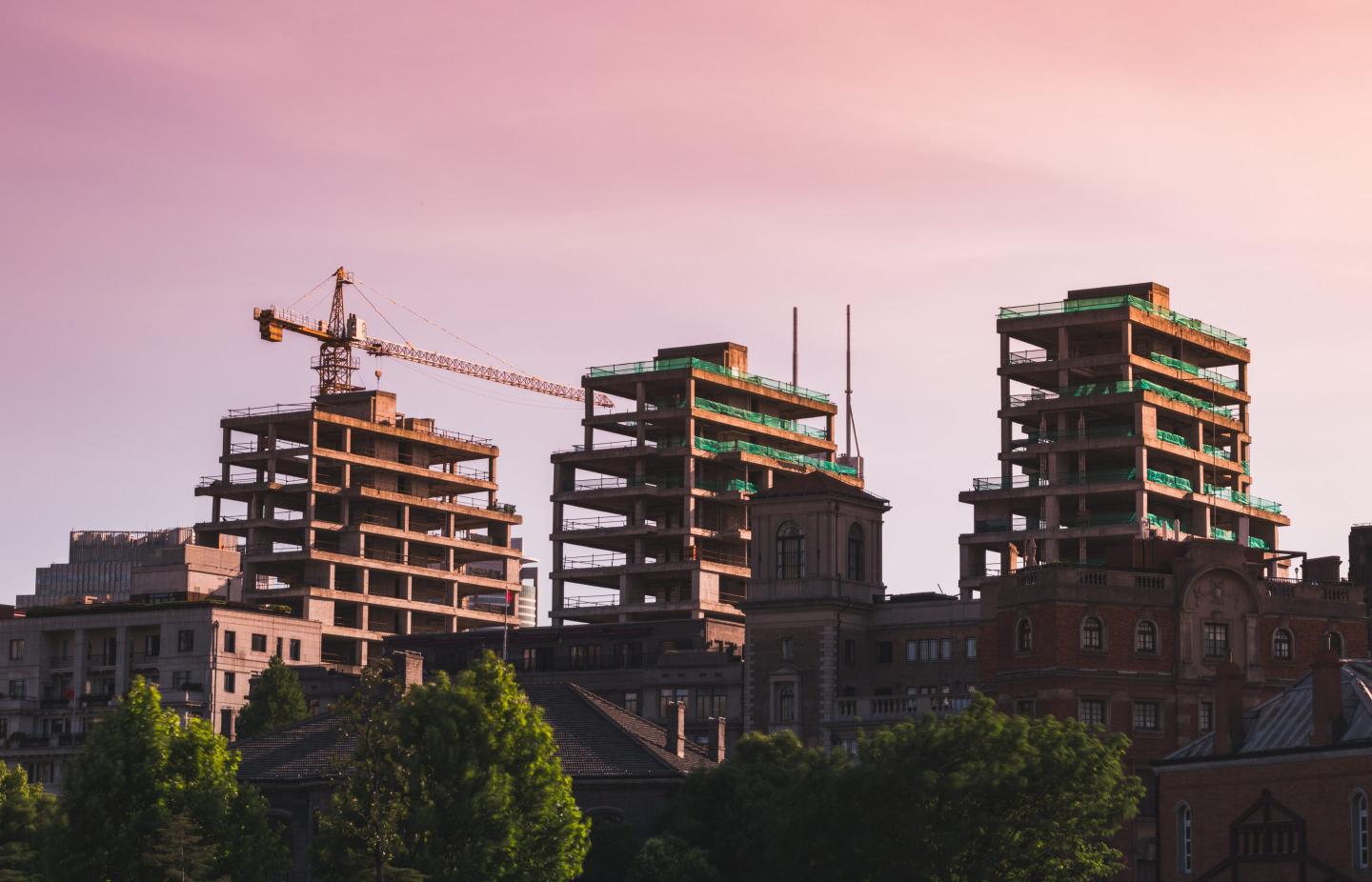 Photo showing a construction site in Shanghai, China