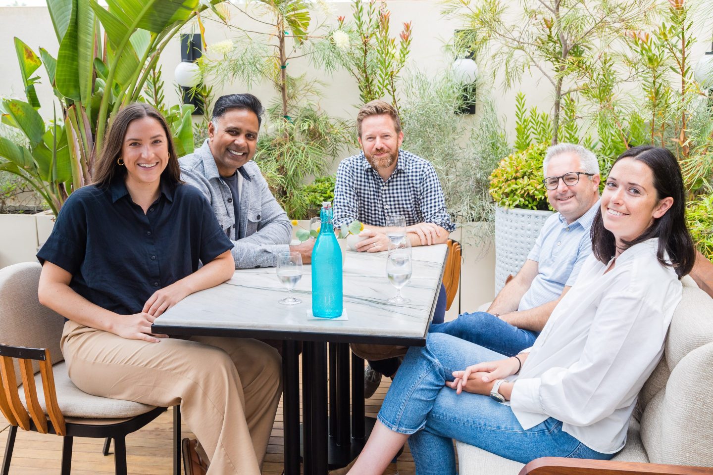 Overture VC's team, from left to right: Mackenzie Tesei, Shomik Dutta, Michael O'Neil, Brandon Hurlbut, Emma McDonagh. (Cofounder Tamim Mourad is not pictured.)
