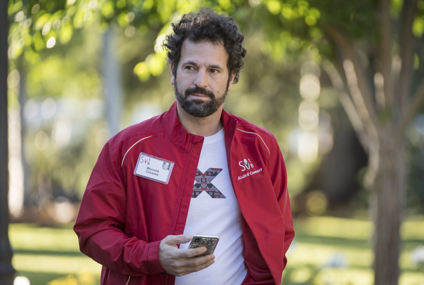 Xapo founder Wences Casares arrives for a morning session at the Allen & Co. Media and Technology Conference in Sun Valley, Idaho, on July 12, 2018.