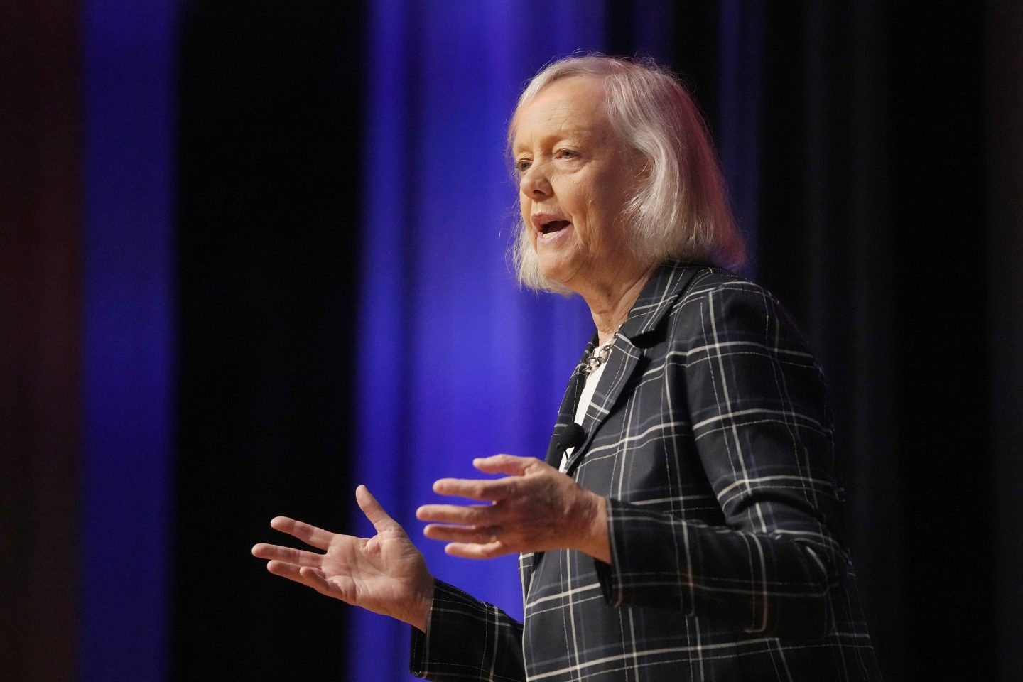 U.S. ambassador to Kenya—and former HP CEO—Meg Whitman speaks at an event in San Francisco, Sept. 15, 2023