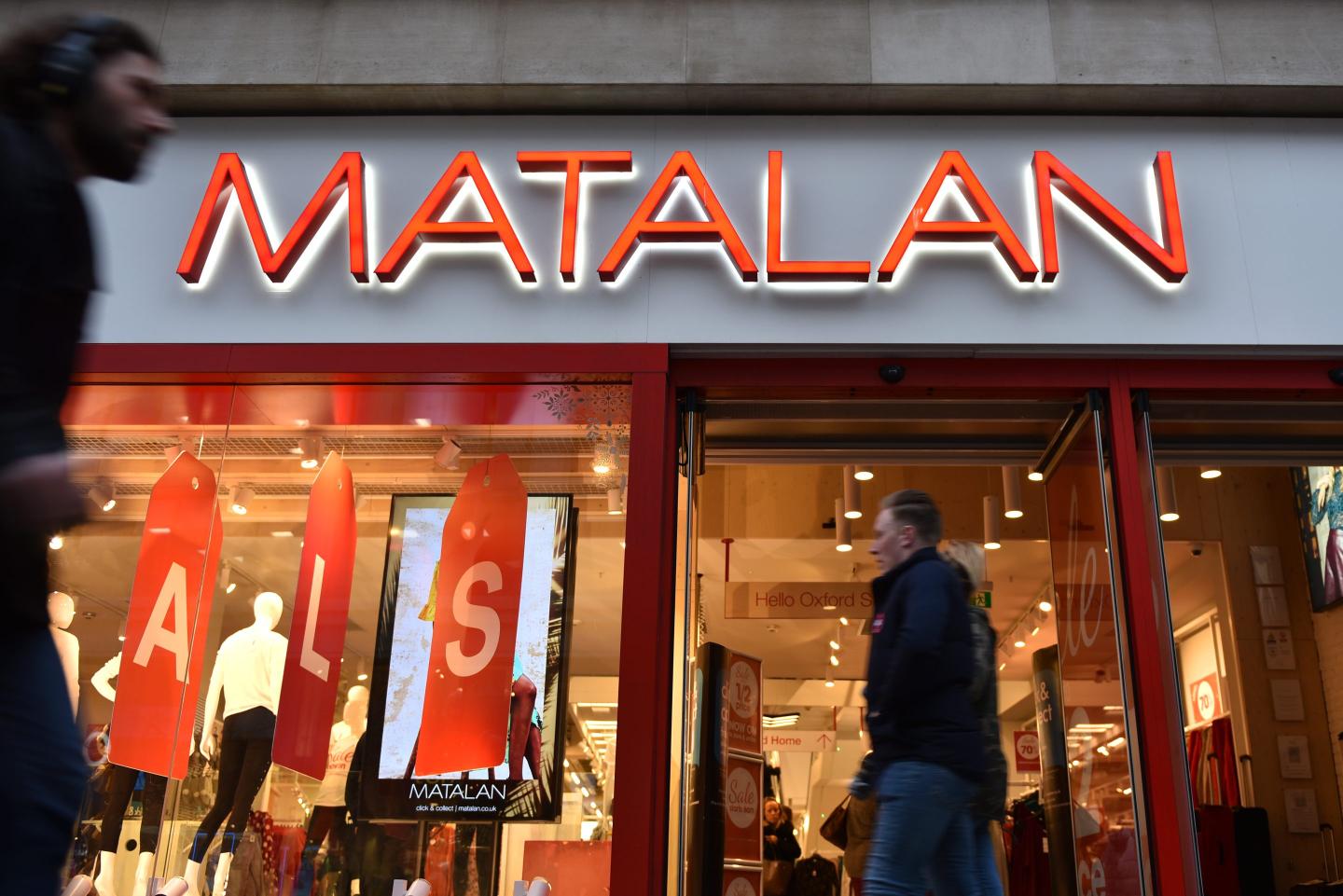A general view of fashion retailer Matalan store entrance in Oxford Street