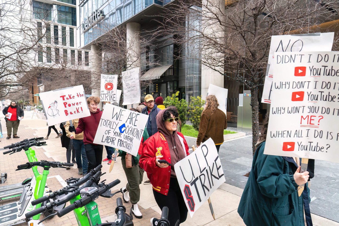 Members of YouTube Music team protesting unfair labor practices last year.
