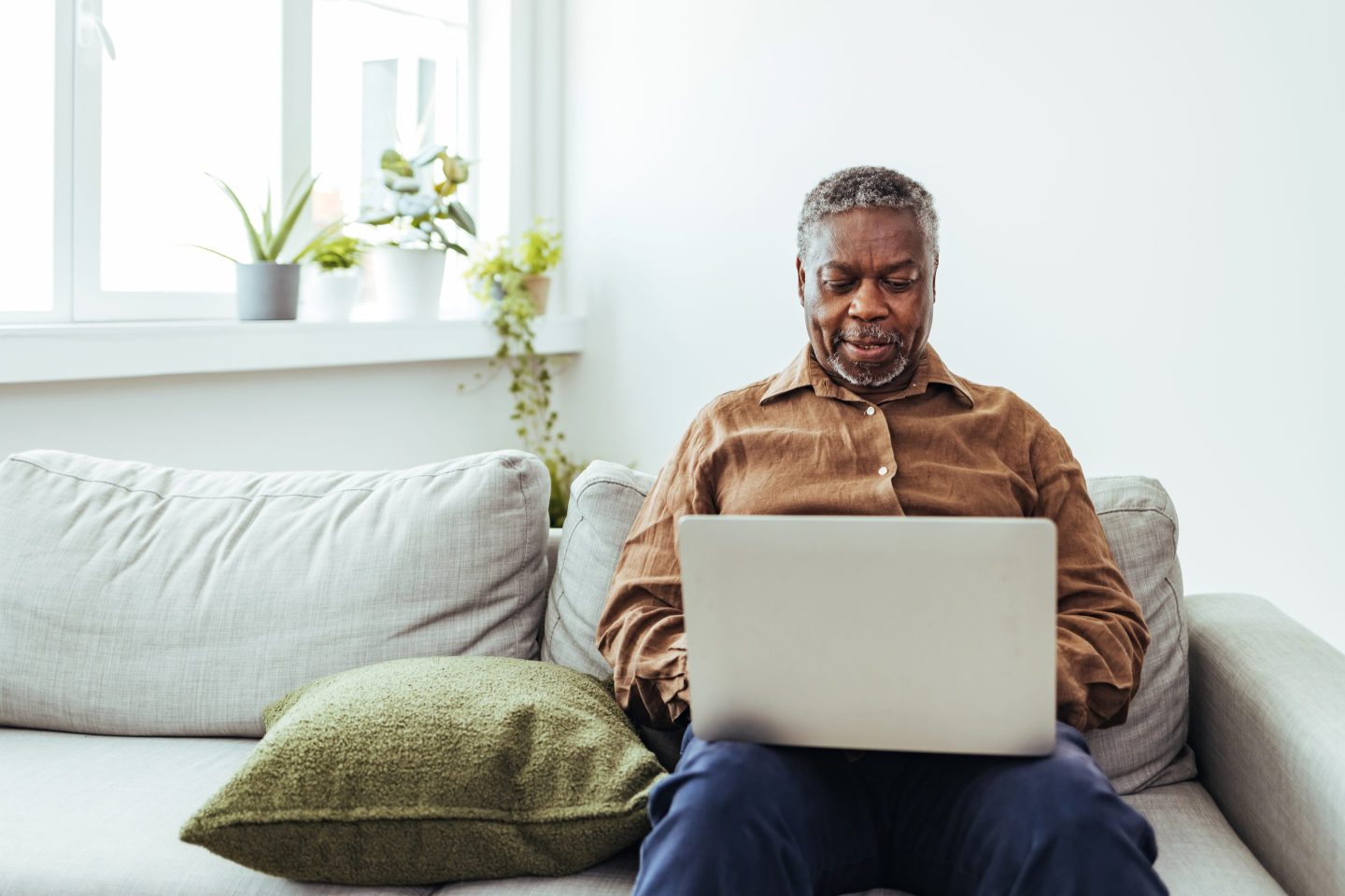 Man working from home on his laptop