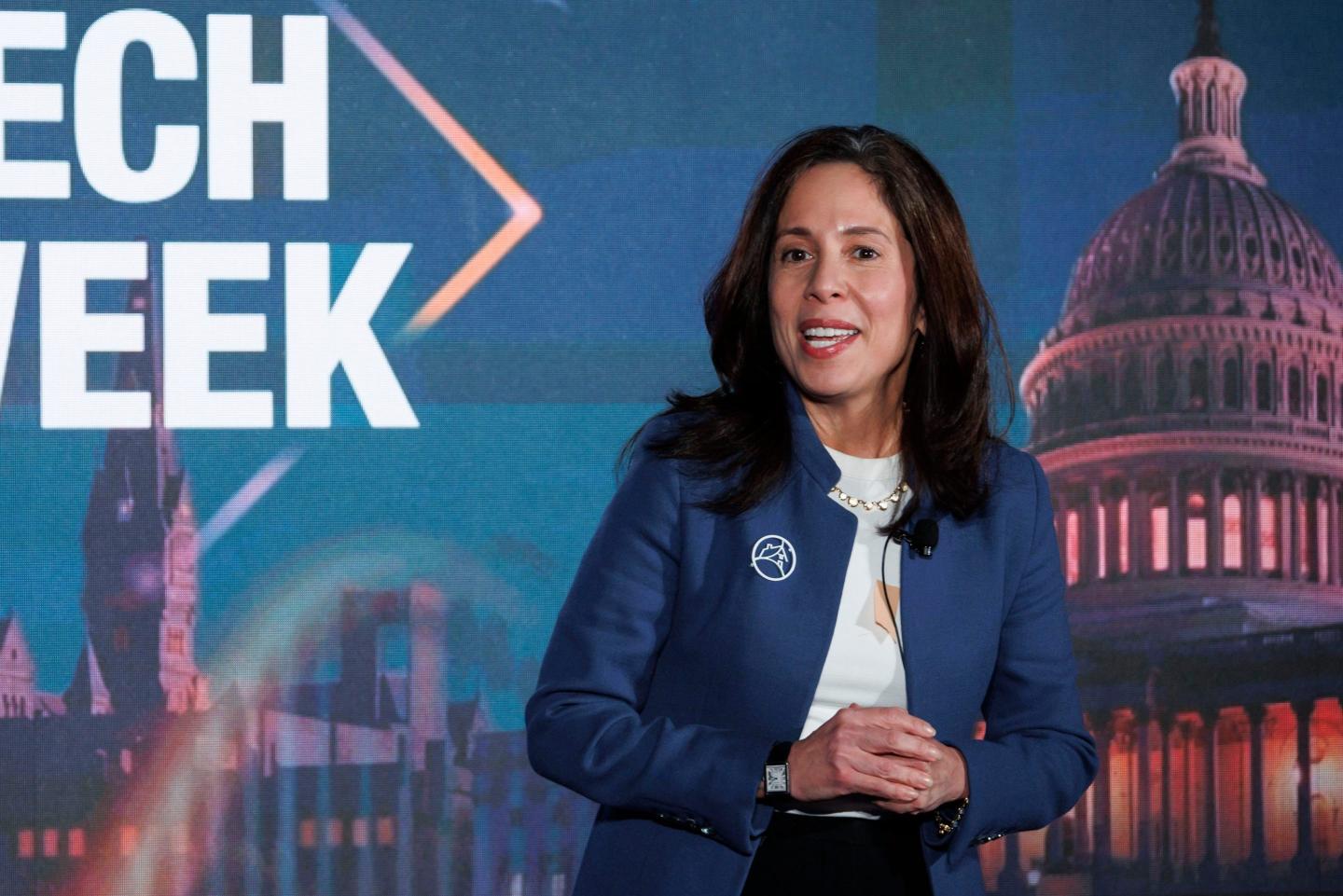 Priscilla Almodovar, chief executive officer of Fannie Mae, speaks during the DC FinTech Week event in Washington, D.C., on Tuesday, Nov. 7, 2023.