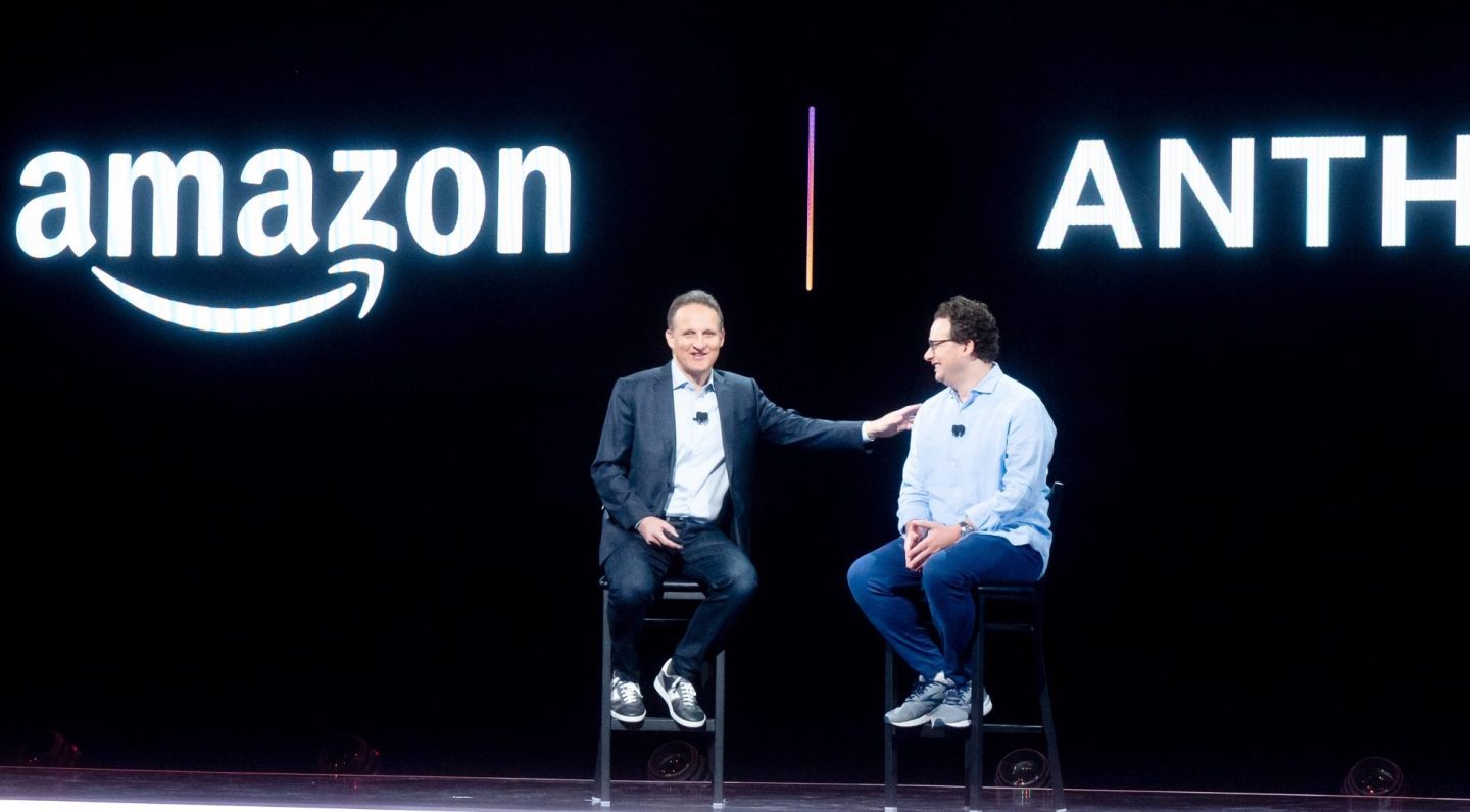 Amazon Web Services (AWS) CEO Adam Selipsky speaks with Anthropic CEO and co-founder Dario Amodei