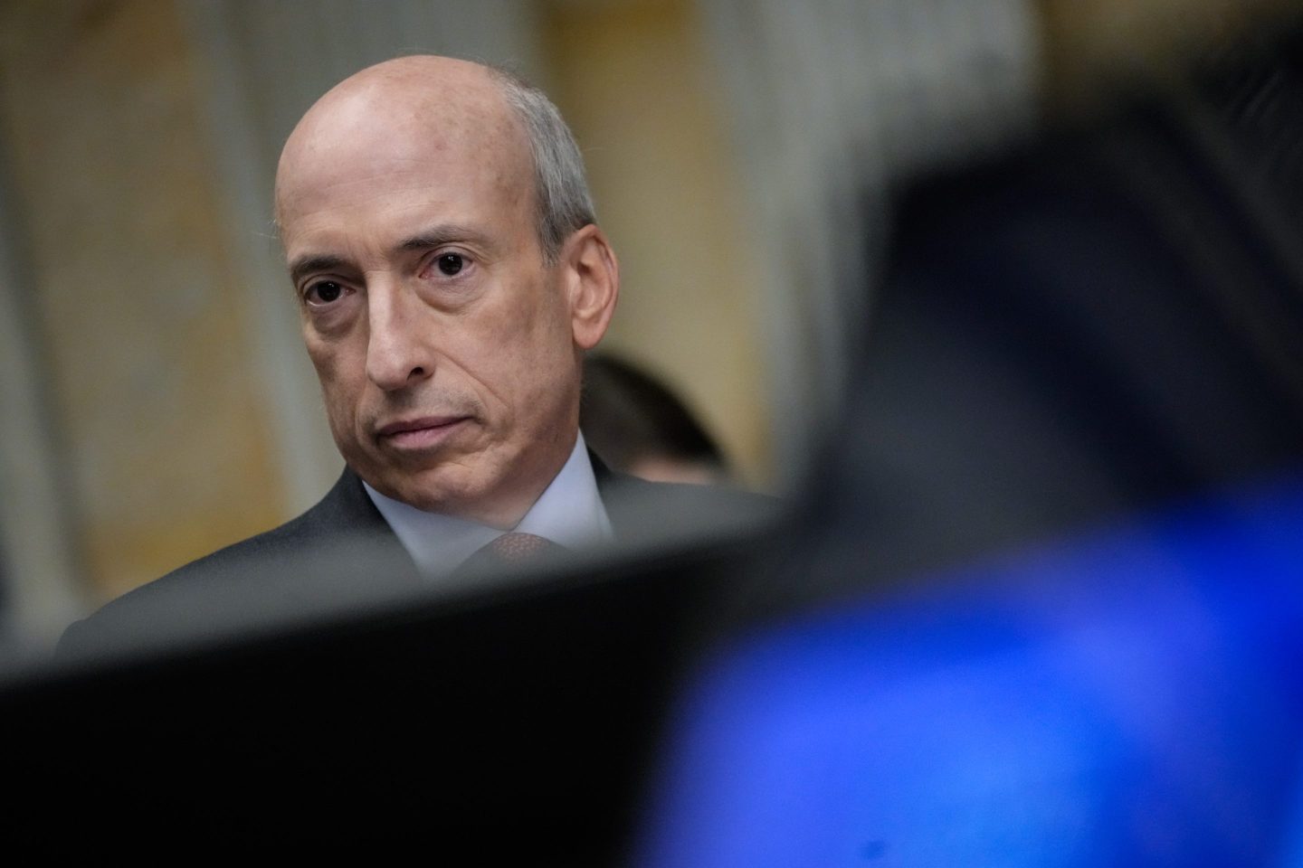 WASHINGTON, DC &#8211; DECEMBER 14: U.S. Securities and Exchange Commission (SEC) chairman Gary Gensler attends a meeting of the Financial Stability Oversight Council at the U.S. Department of Treasury on December 14, 2023 in Washington, DC. The group has published their 2023 annual report, which takes a look at the past year in climate, banking, cybersecurity, artificial intelligence, cryptocurrency and other issues. (Photo by Drew Angerer/Getty Images)