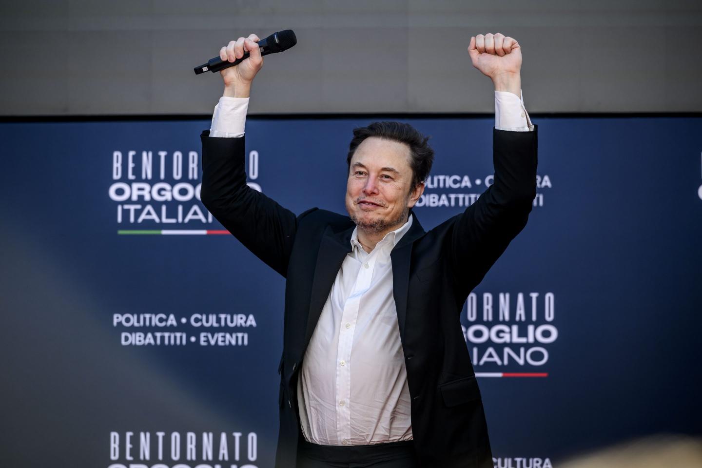 Elon Musk in triumphant pose