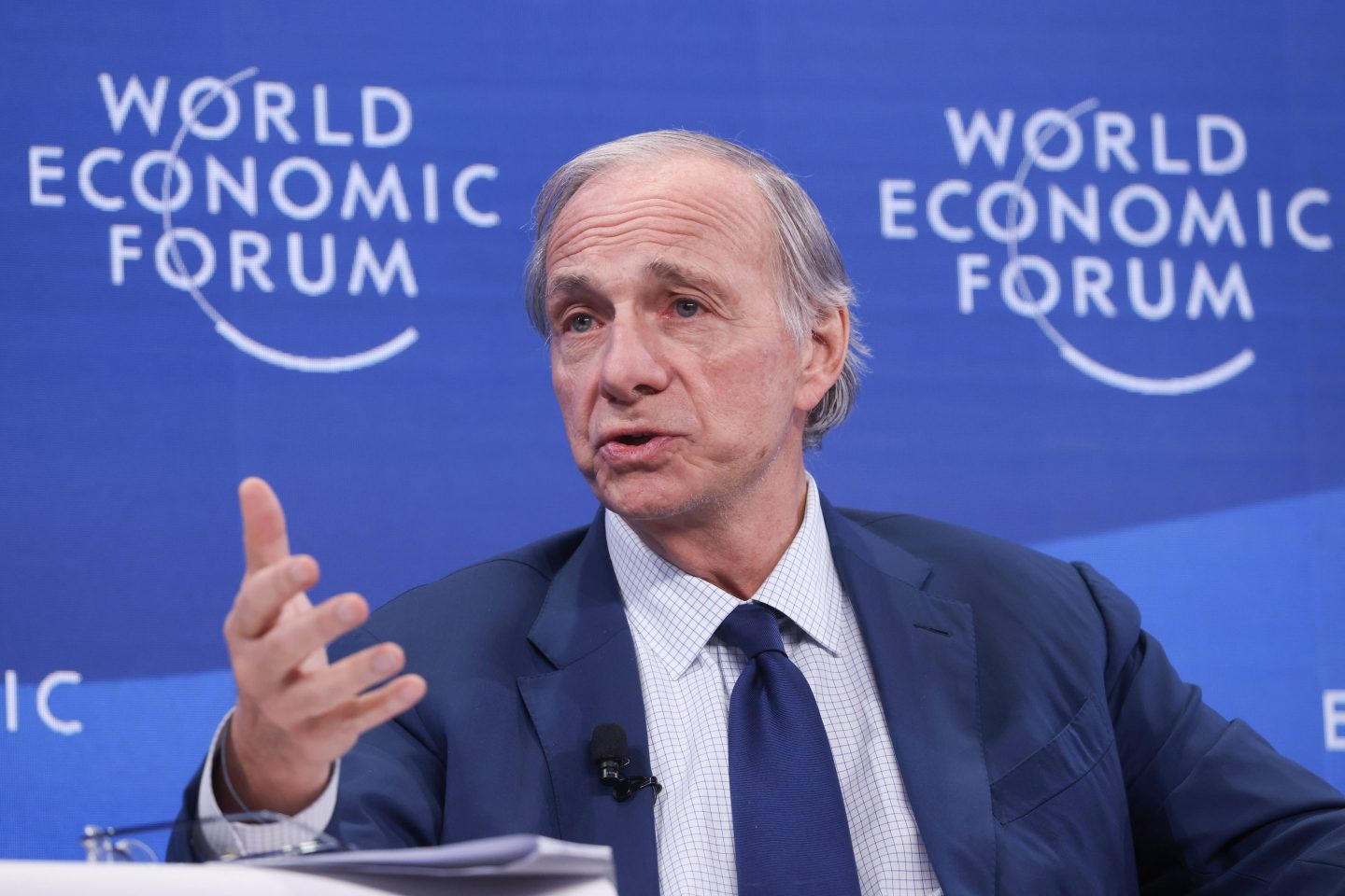 a photo of Ray Dalio talking.