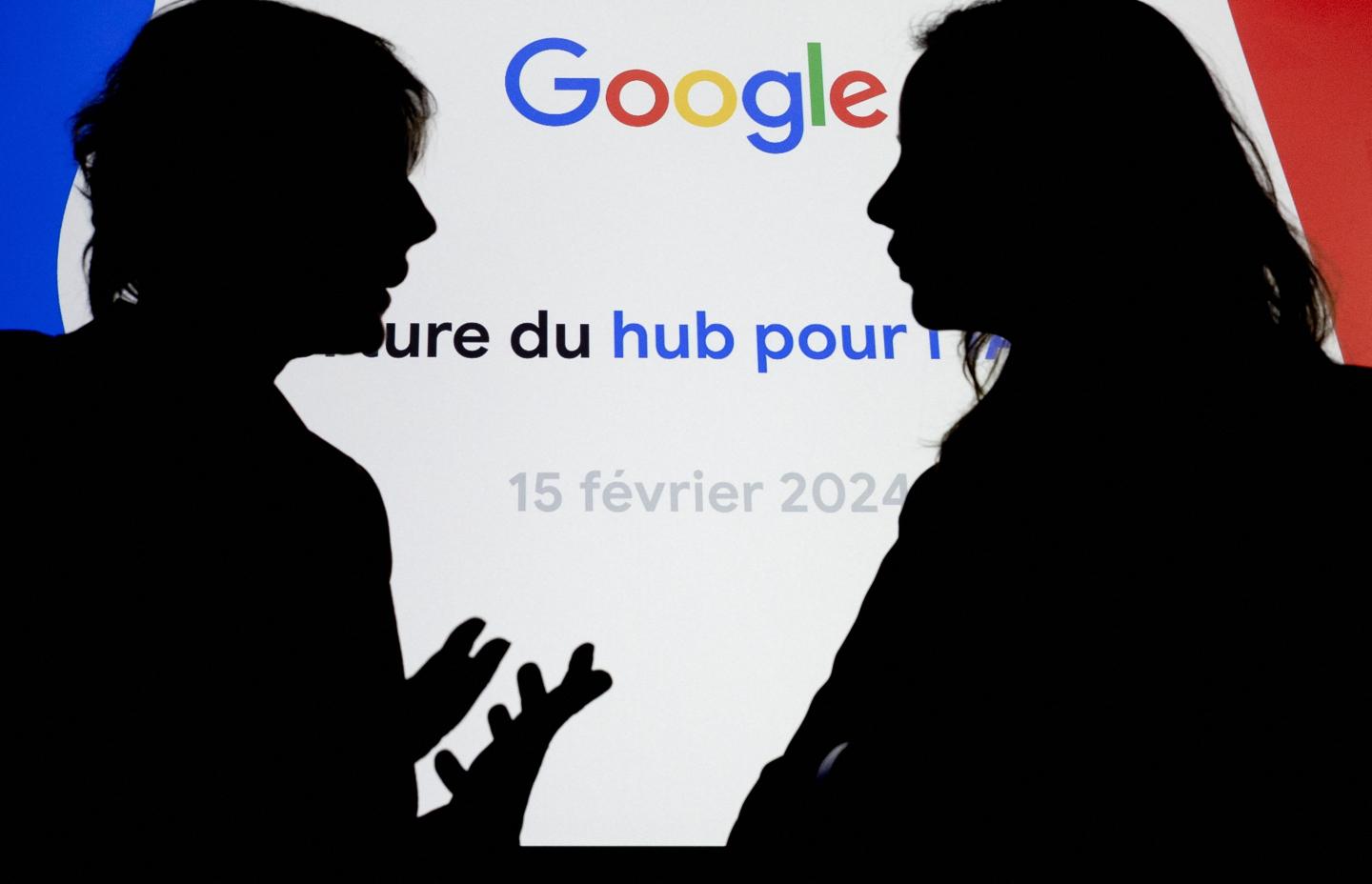 Guests attend the inauguration of a Google Artificial Intelligence (AI) hub in Paris on February 15, 2024.