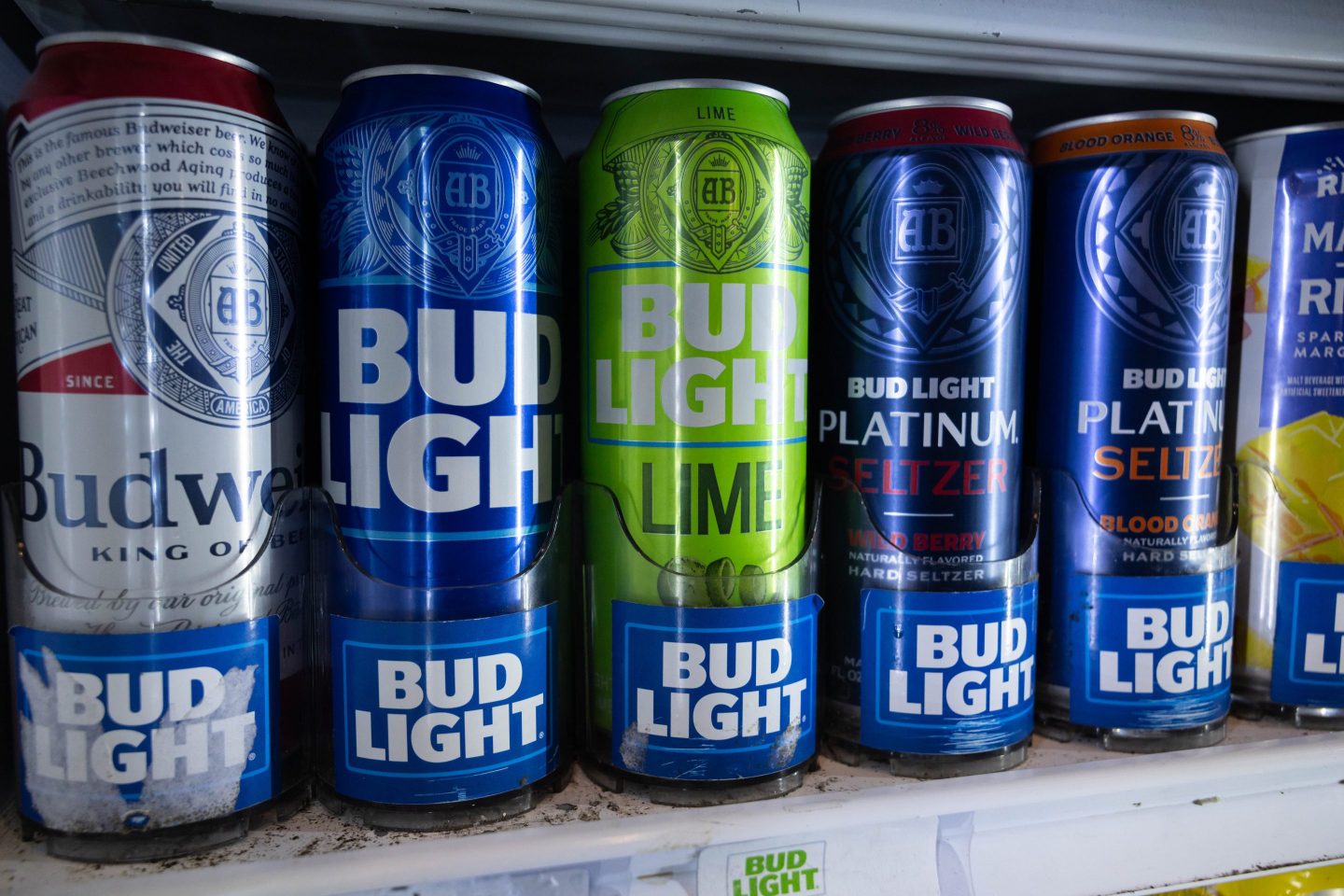 Anheuser-Busch InBev Bud Lite beer cans at a store in New York City