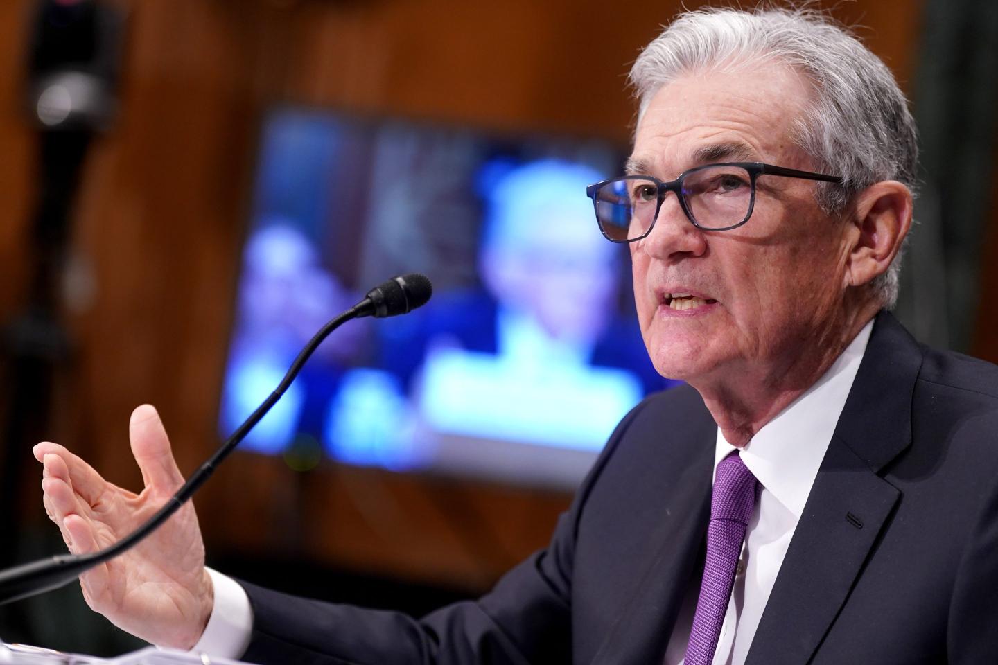 Fed chair Jerome Powell testifying before Congress.