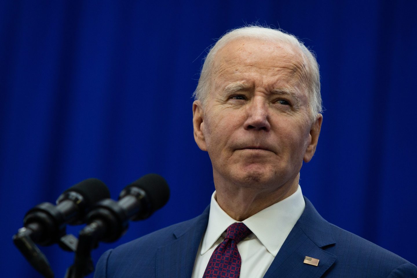 US President Joe Biden at the YMCA Allard Center in Goffstown, New Hampshire, US, on Monday, March 11, 2024. Biden&#8217;s $7.3 trillion fiscal 2025 budget proposal, unveiled on Monday, lays out a second-term vision that would deliver more services, middle-class tax breaks and price controls to voters funded through higher taxes on the wealthy and corporations. Photographer: Jason Bergman/Bloomberg via Getty Images