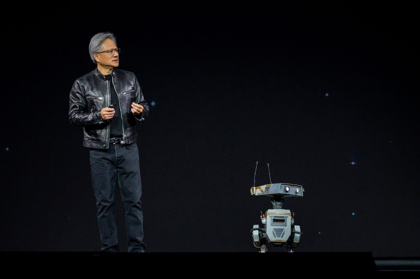 Jensen Huang, co-founder and chief executive officer of Nvidia Corp., speaks during the Nvidia GPU Technology Conference (GTC) in San Jose, California, US, on Monday, March 18, 2024.
