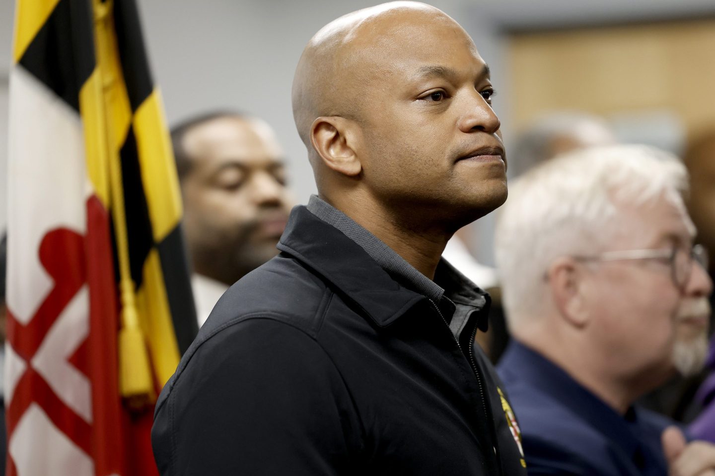 Maryland Gov. Wes Moore updates the media on the collapsed Francis Scott Key Bridge on March 27, 2024.