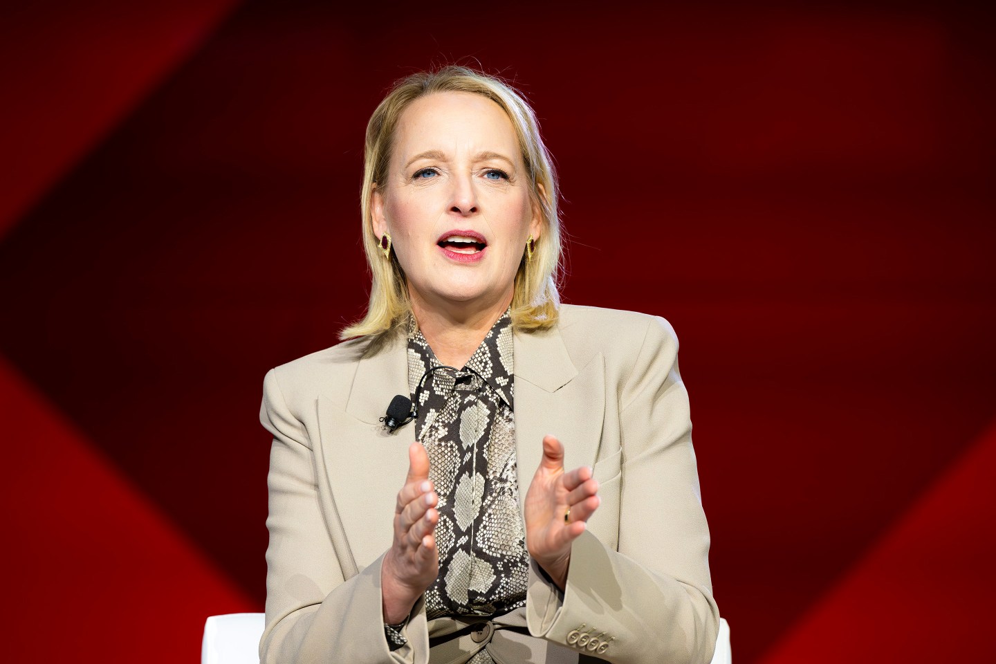 Accenture CEO Julie Sweet speaks at a conference in September 2023.