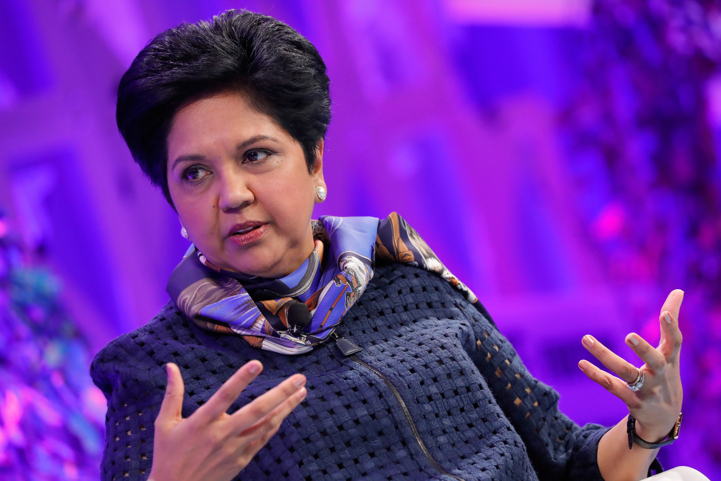 Former Pepsi Chairman and CEO Indra Nooyi speaks onstage at the Fortune Most Powerful Women Summit - Day 2 on October 10, 2017 in Washington, DC.