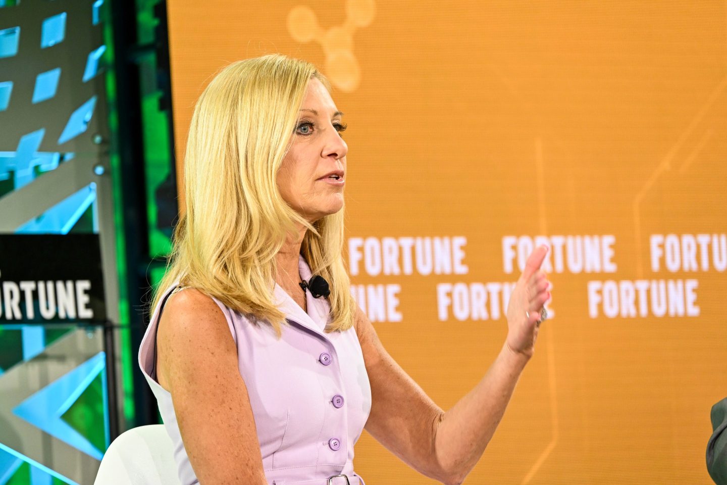 CVS CEO Karen Lynch speaking at the Fortune Brainstorm Health conference in April 2023.