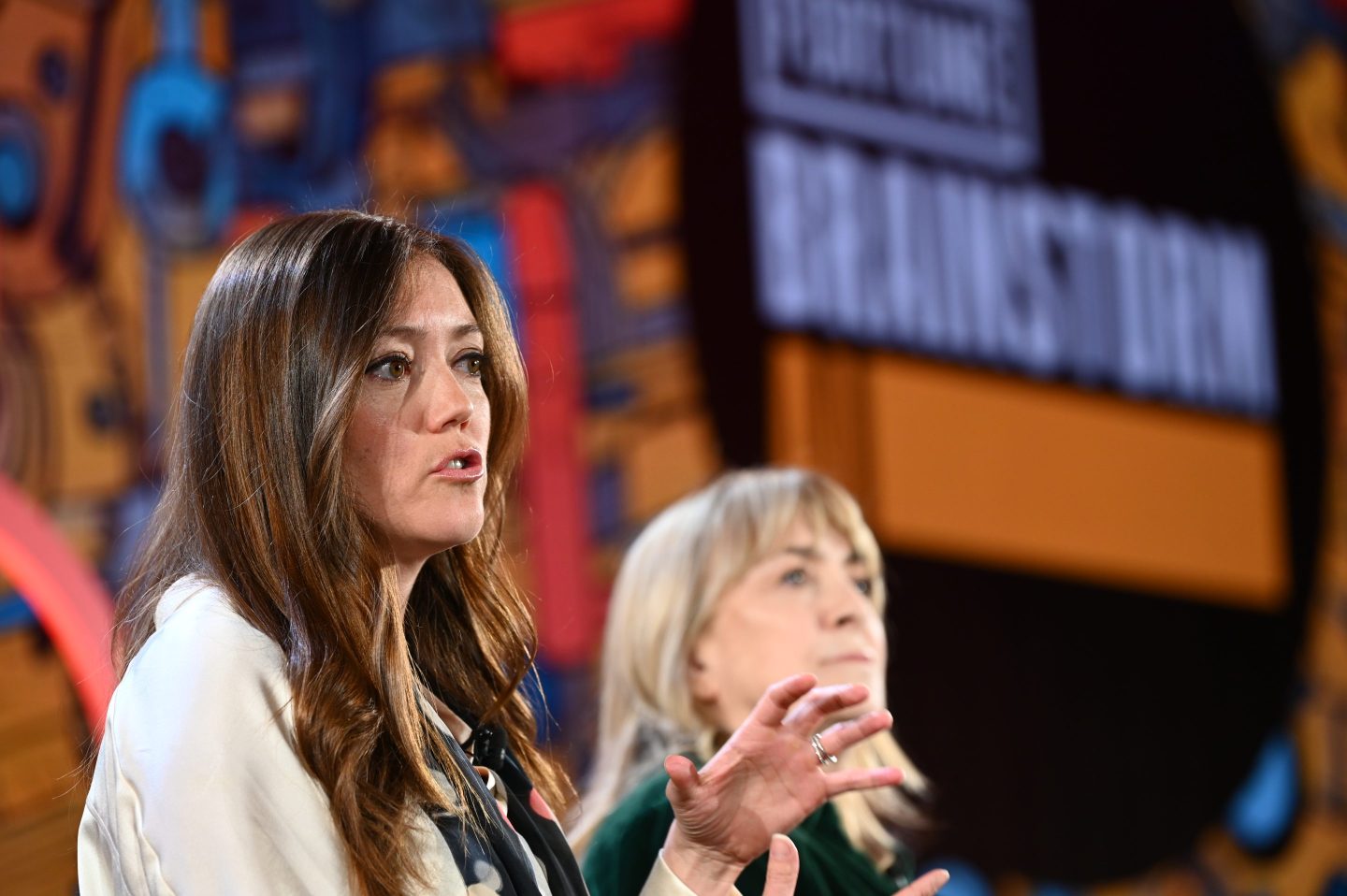 Alexandra Shannon, head of strategic development at the Century City-based talent agency Creative Artists Agency (CAA) talks on a panel at Fortune’s Brainstorm AI conference in London