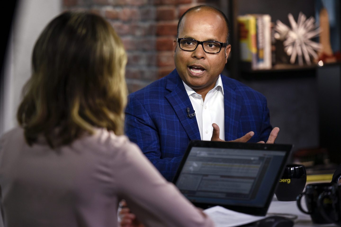 Photo of Bipul Sinha being interviewed