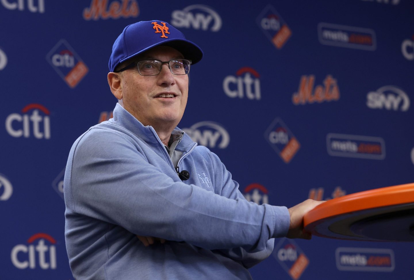 NEW YORK, NEW YORK - JUNE 28: (NEW YORK DAILIES OUT) New York Mets owner Steve Cohen speaks to the media before a game against the Milwaukee Brewers at Citi Field on June 28, 2023 in New York City. The Brewers defeated the Mets 5-2. (Photo by Jim McIsaac/Getty Images)