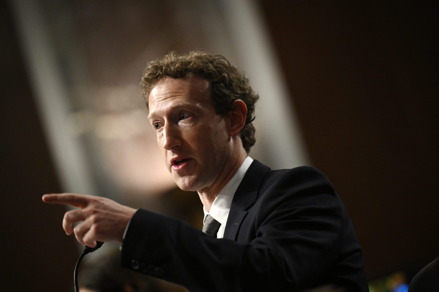 Mark Zuckerberg, CEO of Meta, testifies during the US Senate Judiciary Committee hearing, "Big Tech and the Online Child Sexual Exploitation Crisis," in Washington, DC, on January 31, 2024.