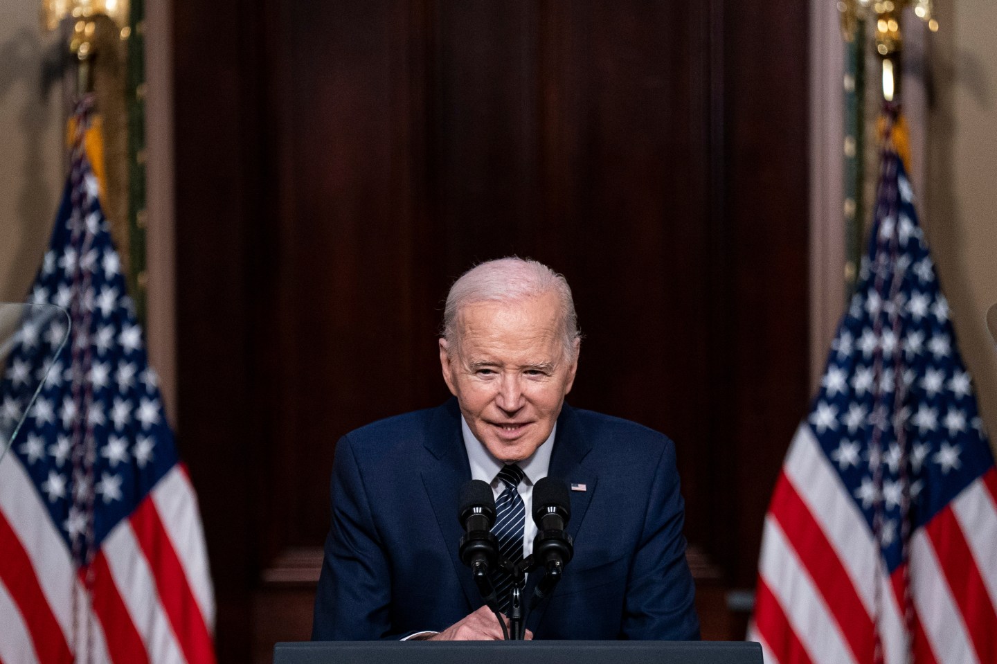 President Joe Biden speaks at the White House on Apr. 3.