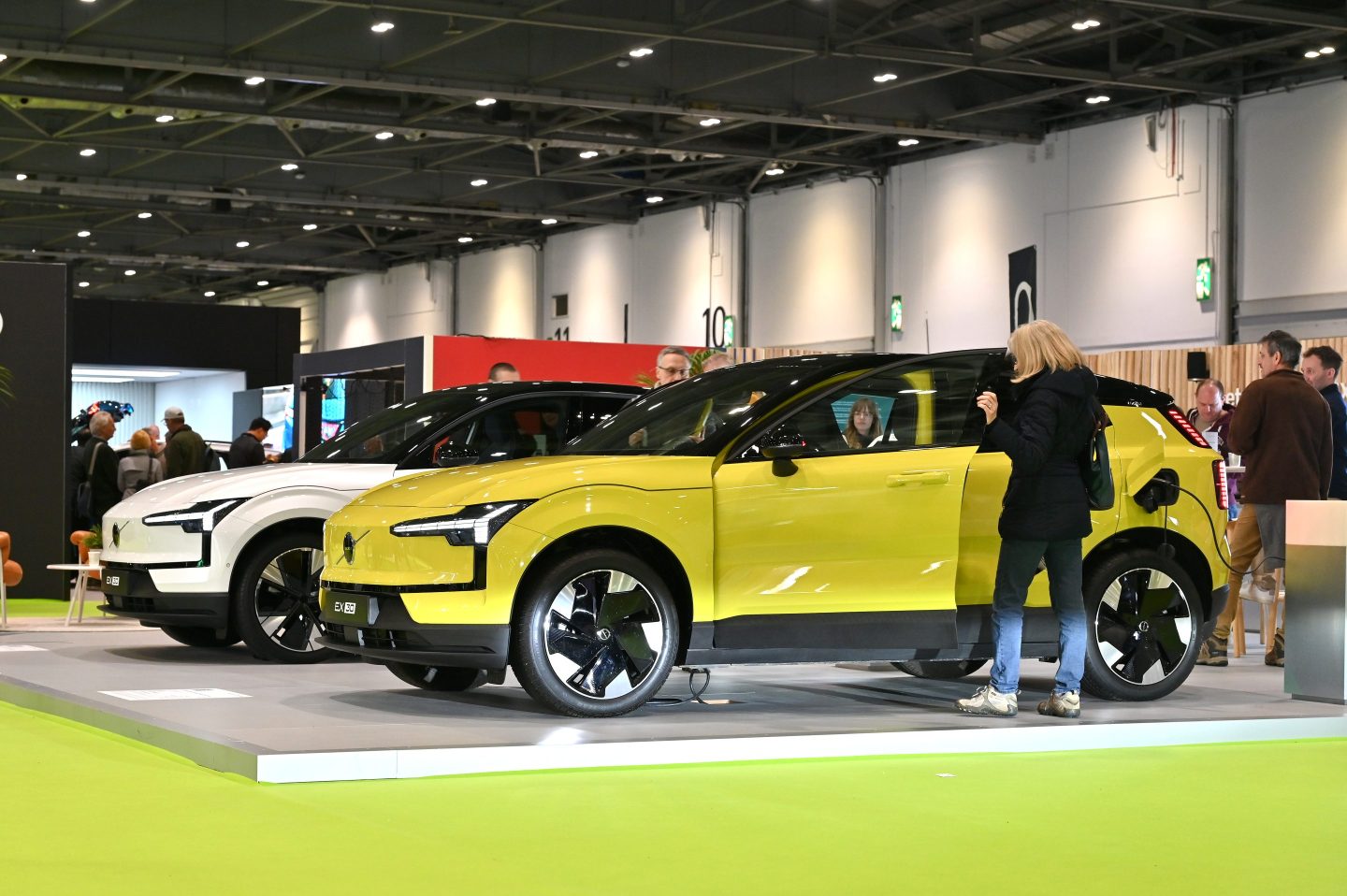 : A Volvo EX30 fully electric EV Car is displayed during the Everything Electric London 2024 at ExCel