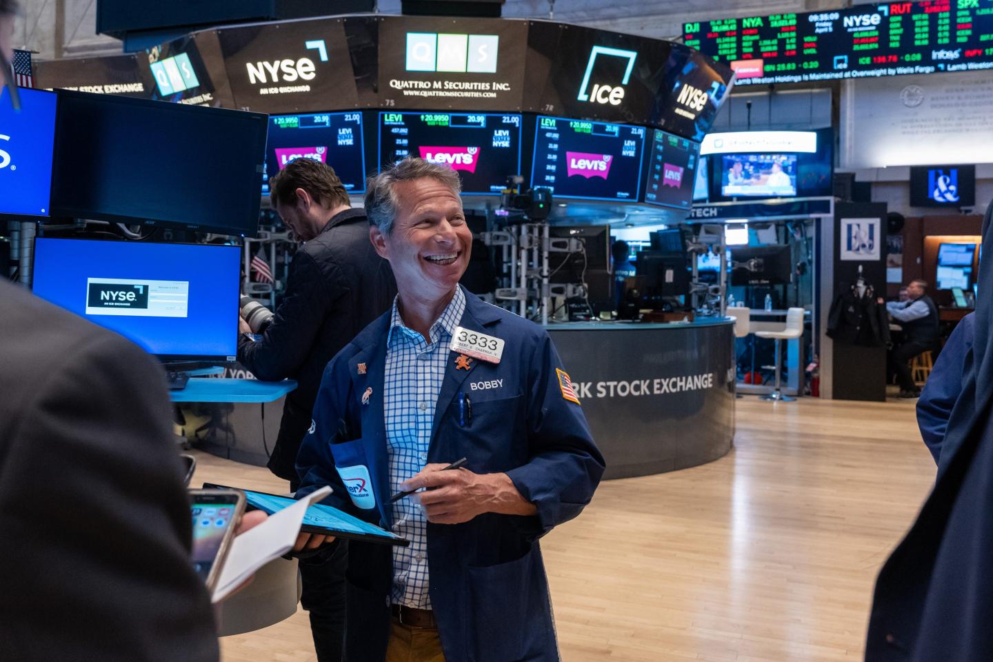 Traders on the floor of the New York Stock Exchange, April 5, 2024.