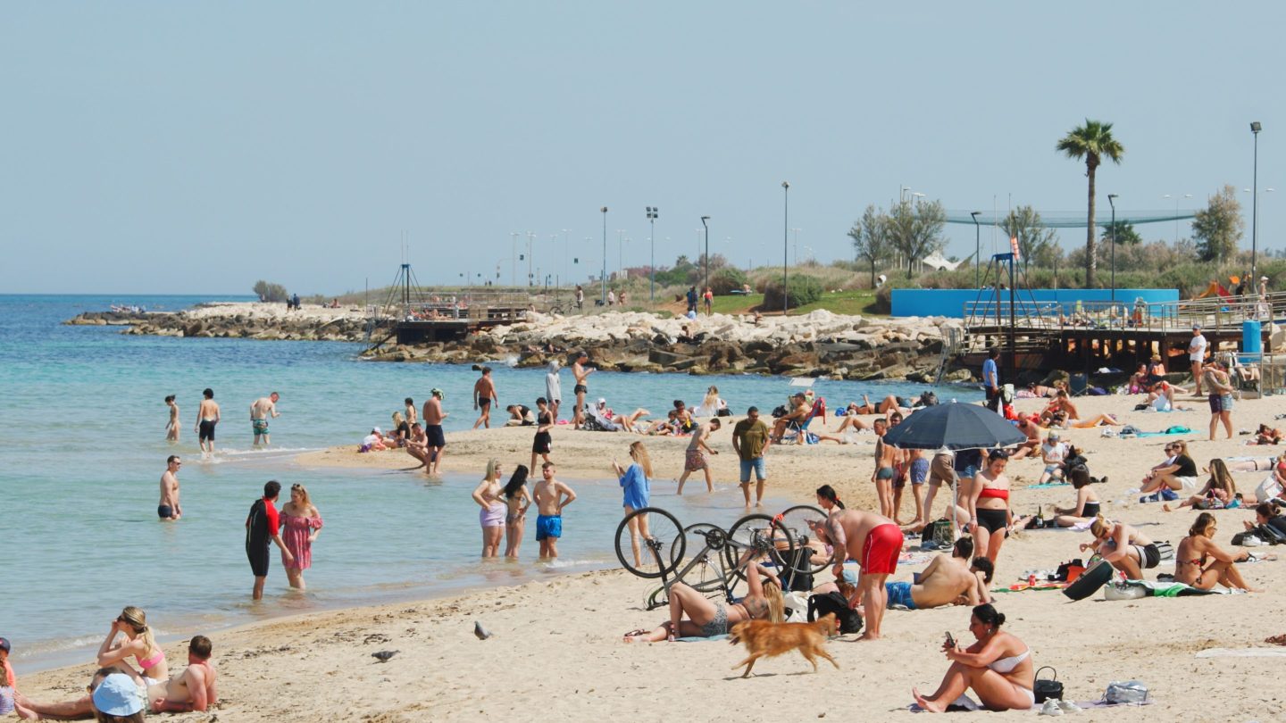 People at the beach in Bari, Italy