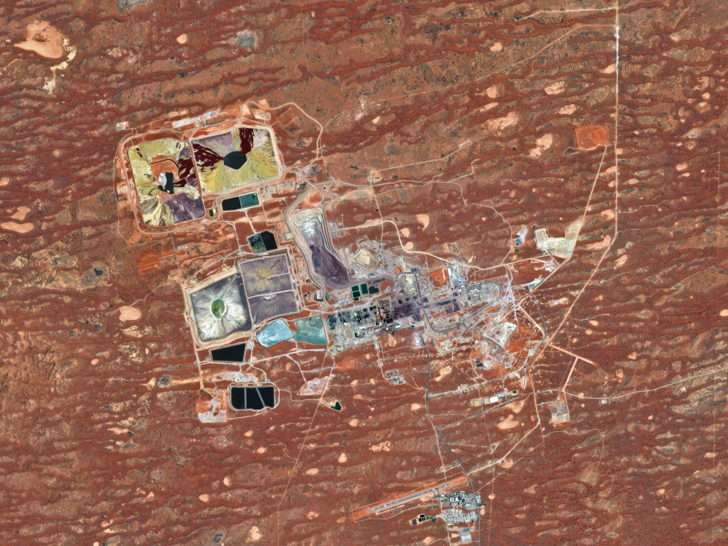Satellite view of BHP's Olympic Dam Mine, located in South Australia, on FEb. 26, 2024. 