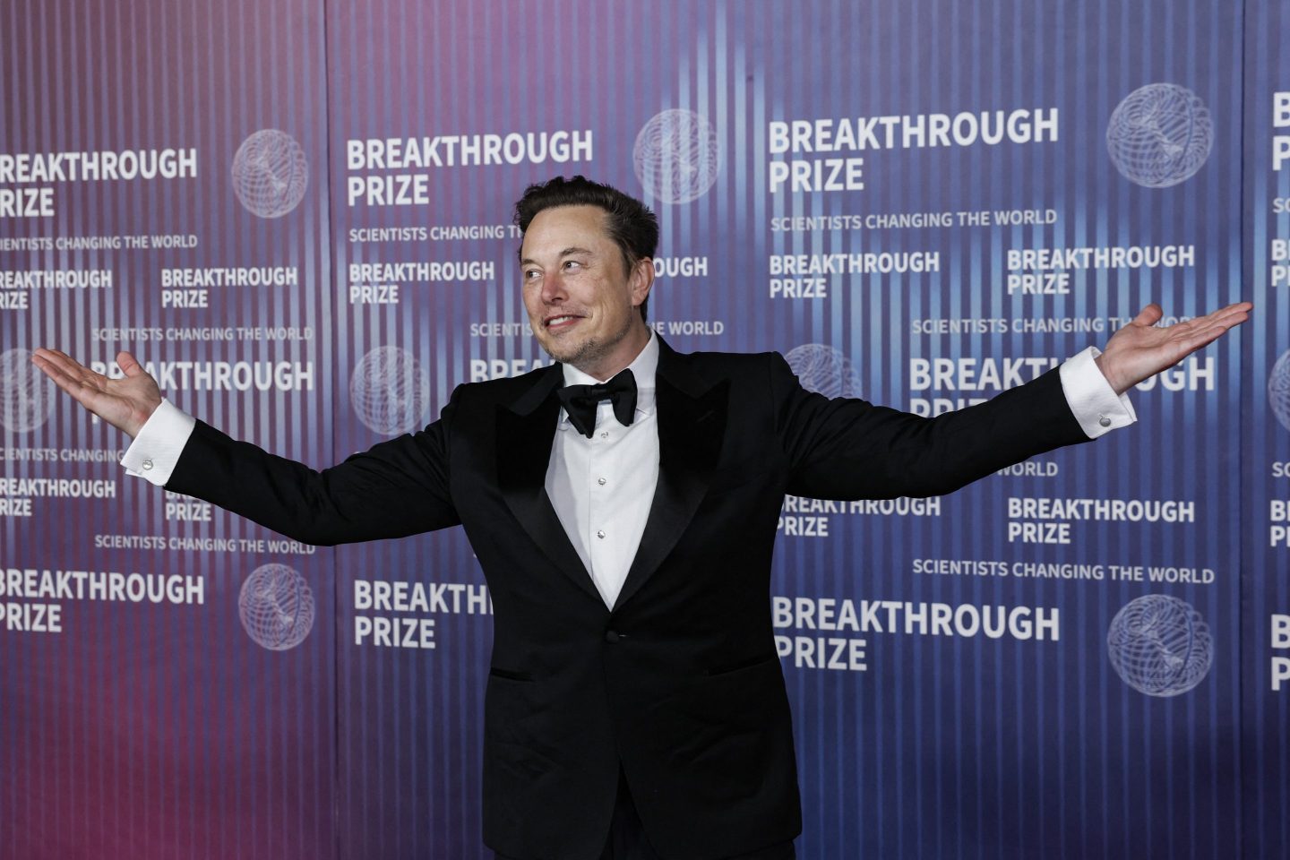 Elon Musk at the Tenth Breakthrough Prize Ceremony at the Academy Museum of Motion Pictures in Los Angeles, California.