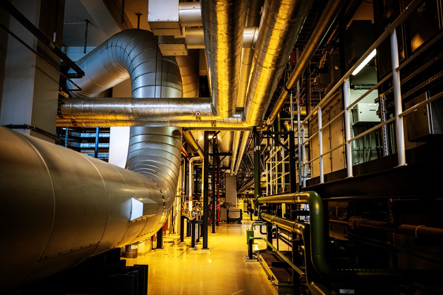Pipework inside the Oresundsverket natural gas-fired power plant, operated by Uniper SE, in Malmö, Sweden