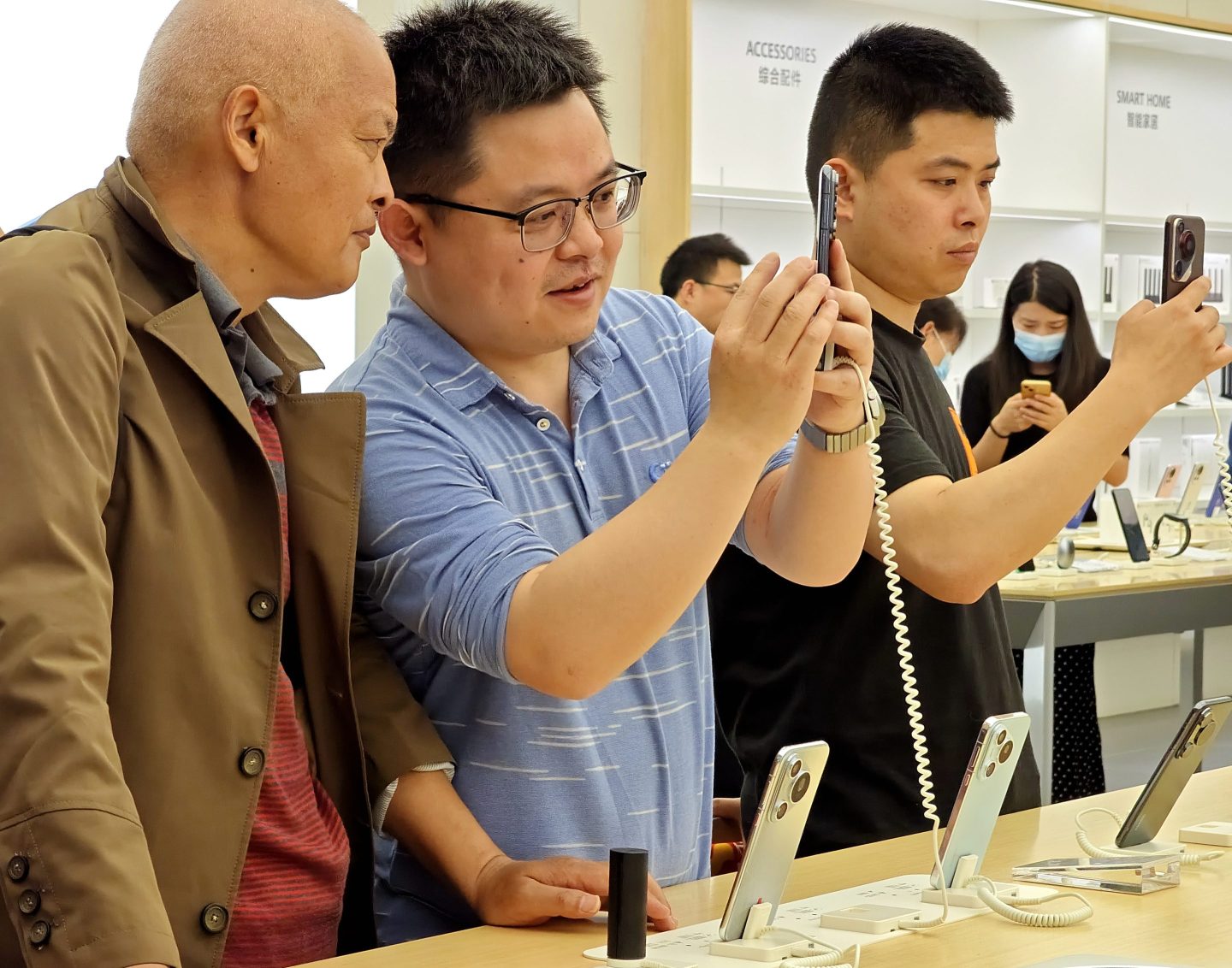 The Pura 70 series on display at a Huawei store in Wuhan. Huawei officials kicked off sales of its Pura 70 series on April 18.