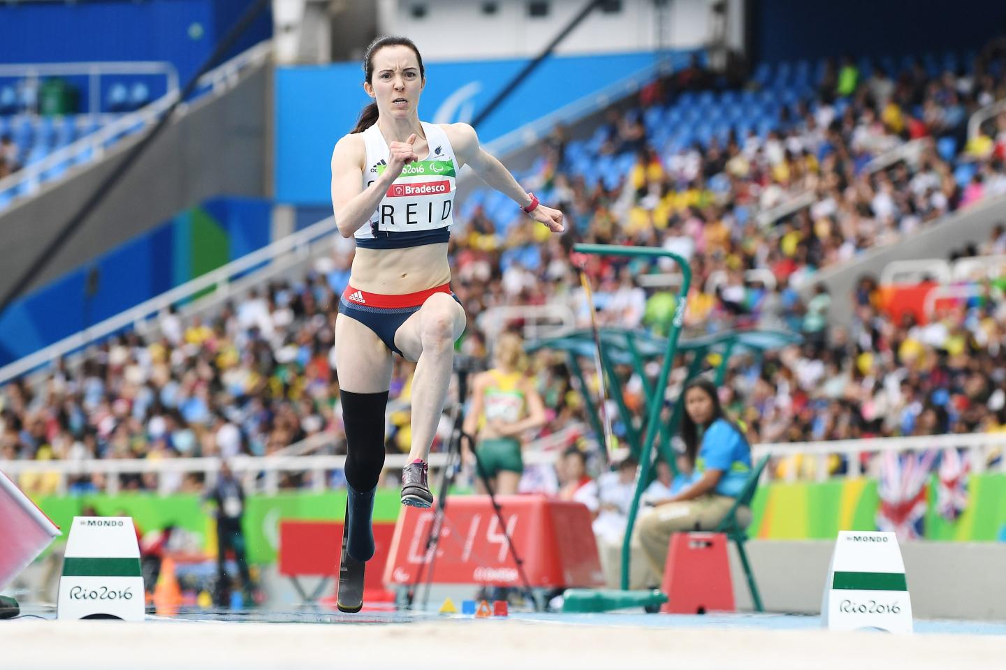 Stef Reid of Great Britain competes in the Women's Long Jump