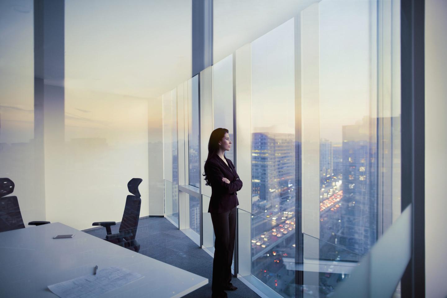 Adult Hispanic woman CEO executive businesswoman business person in conference meeting room in contemporary modern office daylight sunset dusk talking planning thinking strategy well dressed suit diversity multi-ethnic problems solutions unity cityscape downtown urban new beginnings breaking new ground decisions choices the way forward contemplation vision focus choices decisions solitude quiet alone