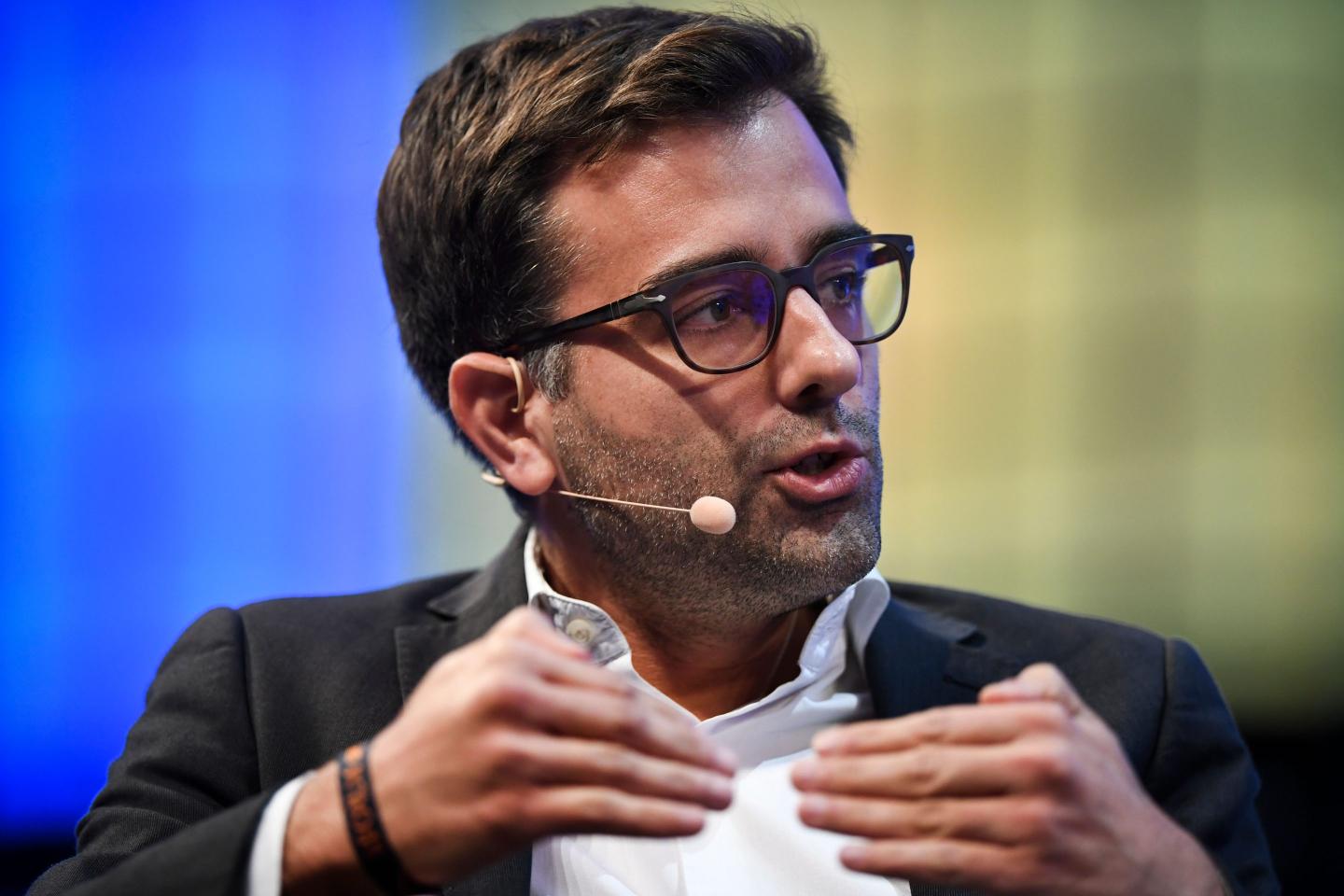 BlaBlaCar co-founder and chief executive officer Nicolas Brusson gives an interview during the 2017 Web Summit in Lisbon on November 9, 2017.