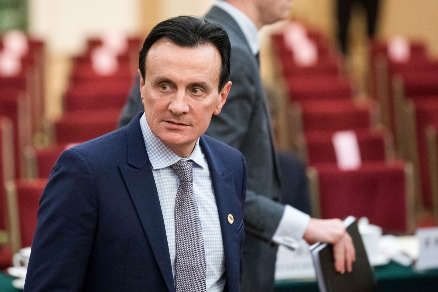 Pascal Soriot, chief executive officer of Astrazeneca Plc, arrives at the CEO council at the Great Hall of the People in Beijing, Chin