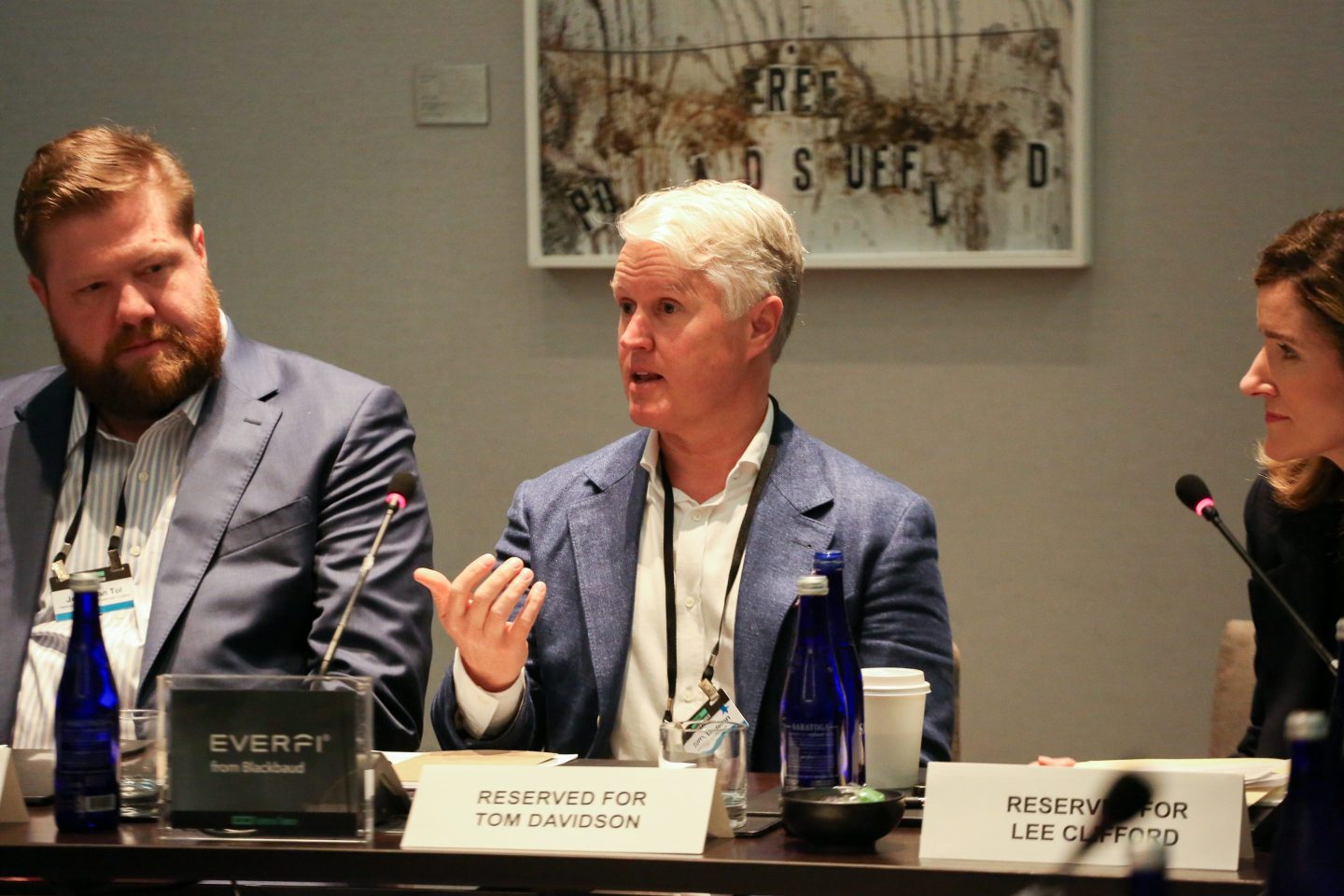 Tom Davidson, founder and CEO of EVERFI from Blackbaud, speaking at a panel.