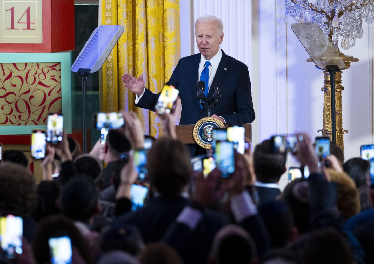 Joe Biden speaks at podium