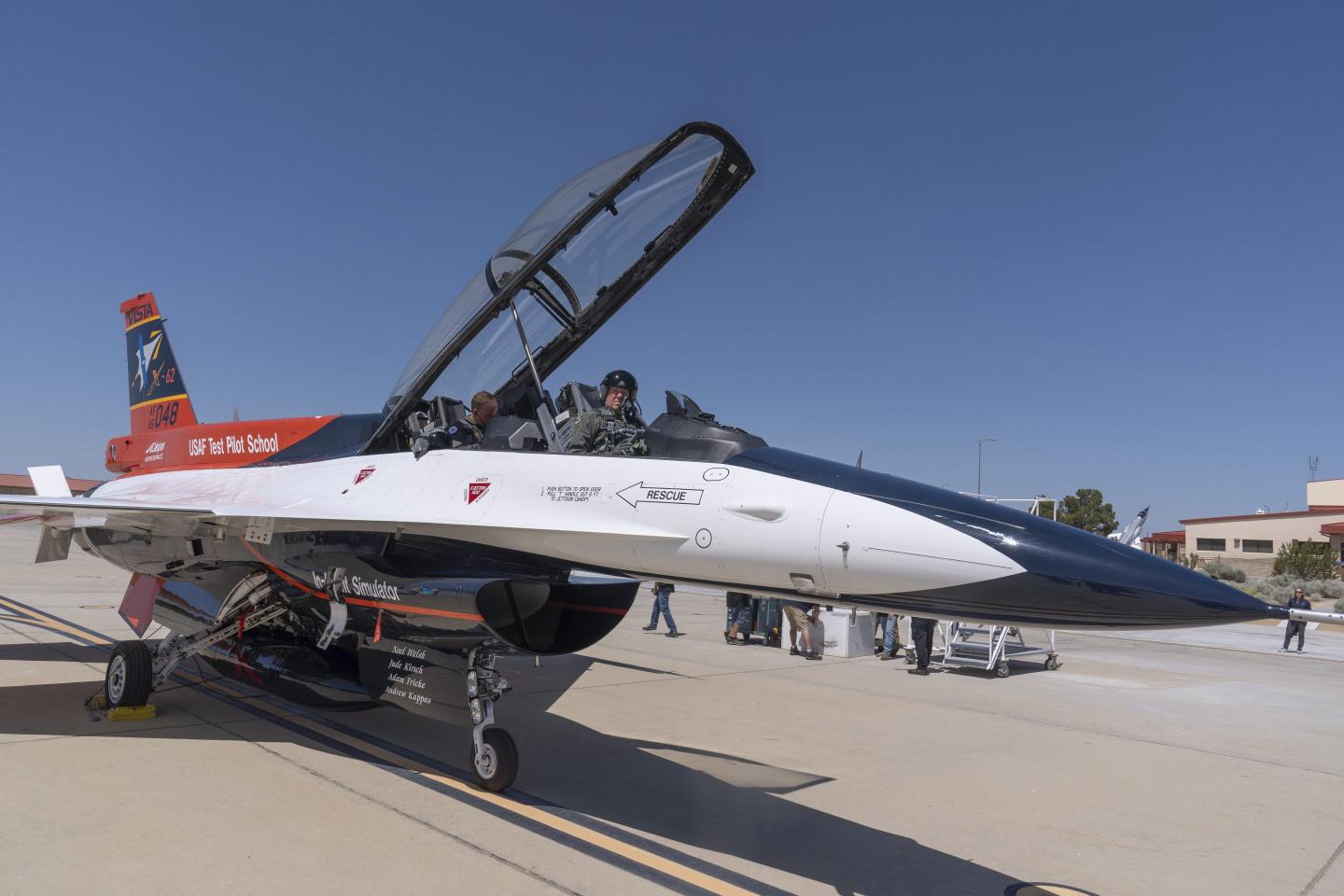 Air Force Secretary Frank Kendall sits in cockpit