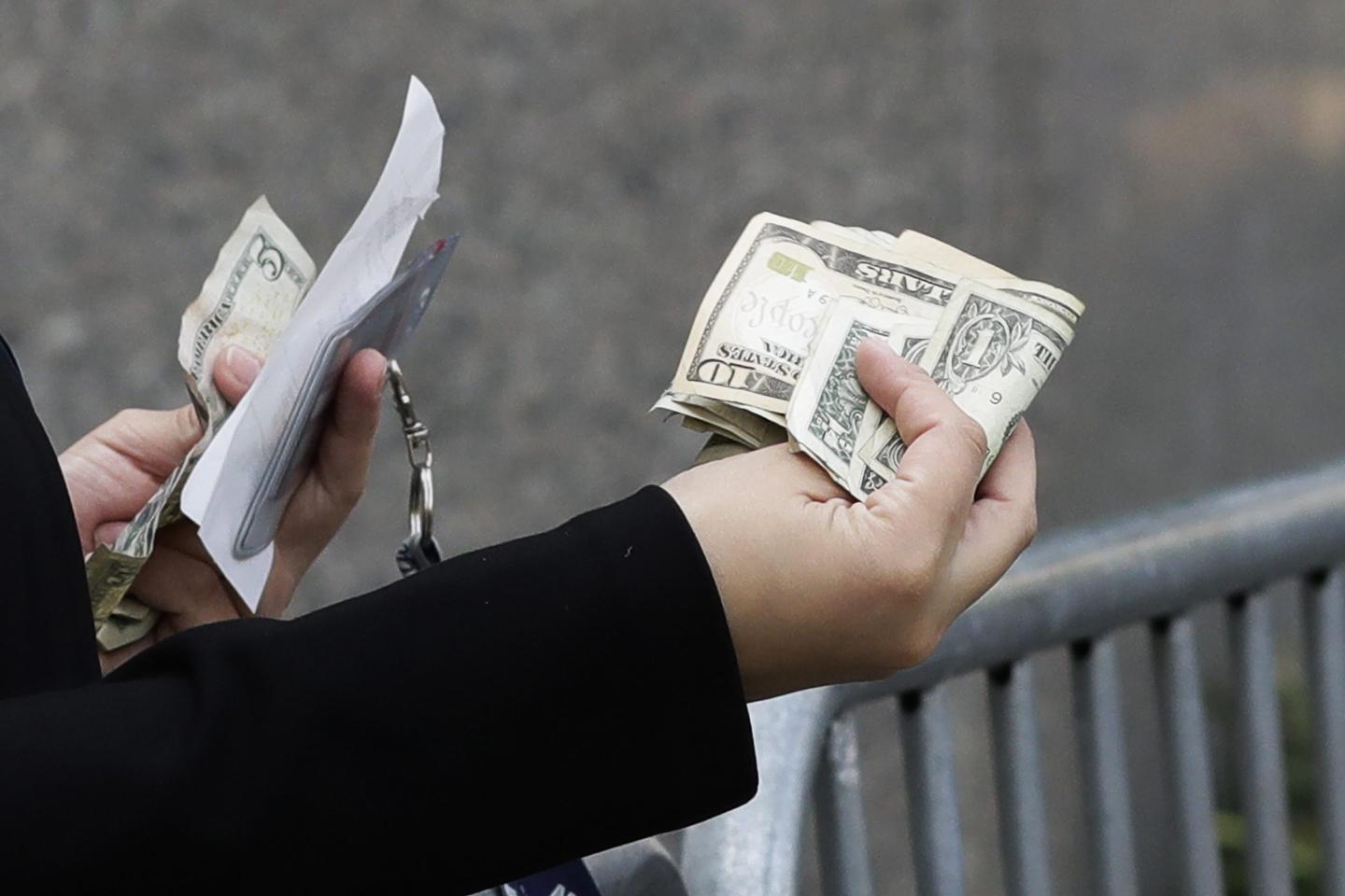 Person spending money