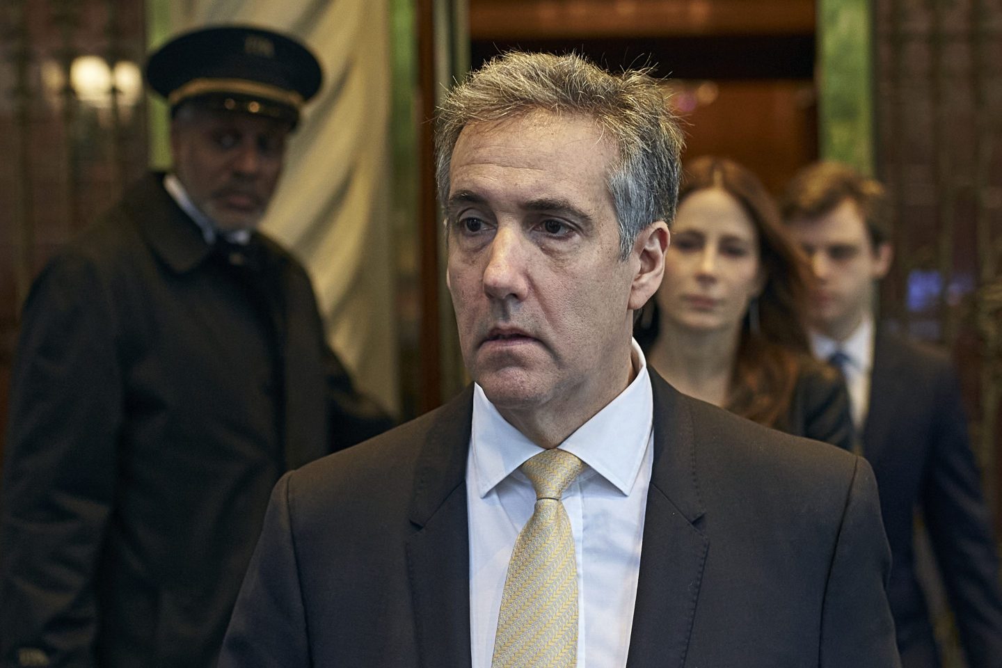 Michael Cohen departs his apartment building on his way to Manhattan criminal court, on May 16, 2024, in New York. 