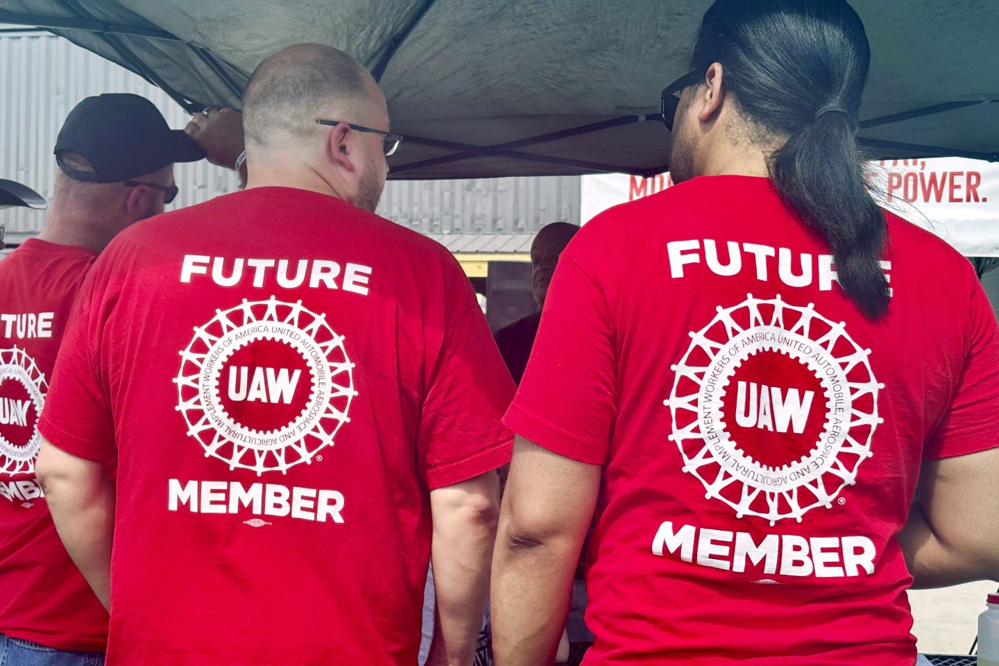 United Auto Workers union supporters attend a rally, on May 4, 2024, in Birmingham, Ala.